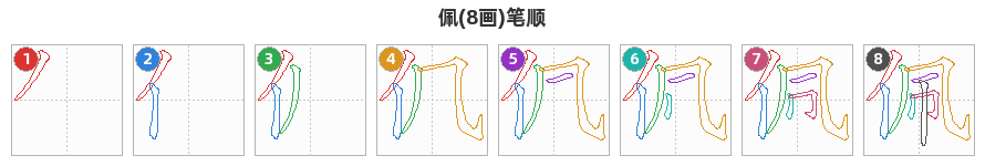 佩笔顺分解图