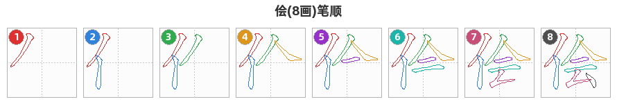 侩笔顺分解图
