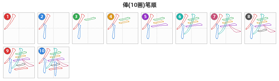 俸笔顺分解图
