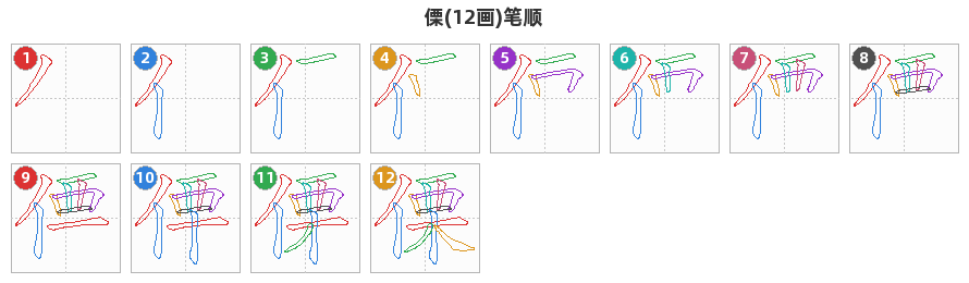 傈笔顺分解图