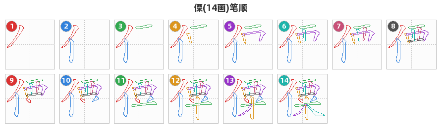 僳笔顺分解图