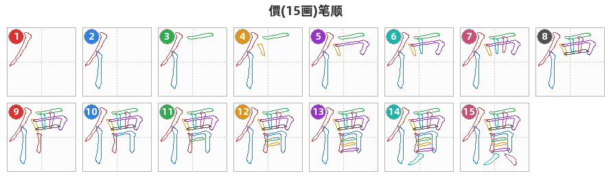 價笔顺分解图