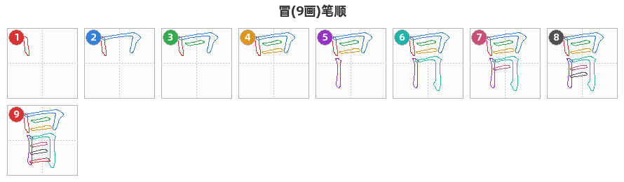 冒笔顺分解图