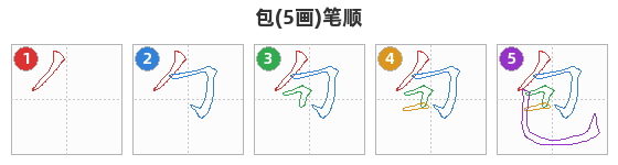 包笔顺分解图