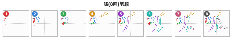 呱笔顺分解图