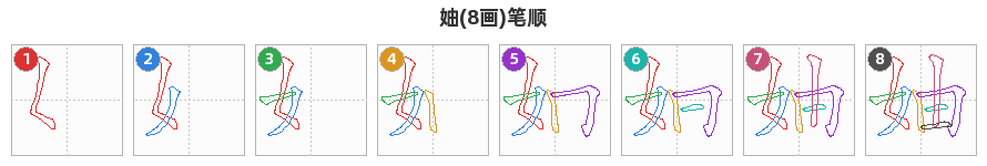 妯笔顺分解图
