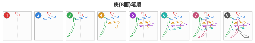 庚笔顺分解图