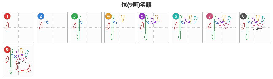 恺笔顺分解图