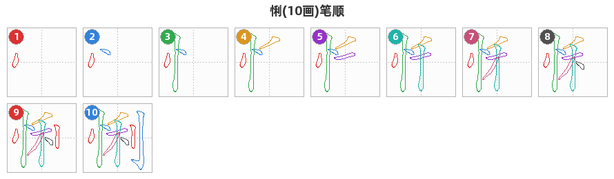悧笔顺分解图