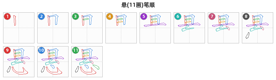 悬笔顺分解图