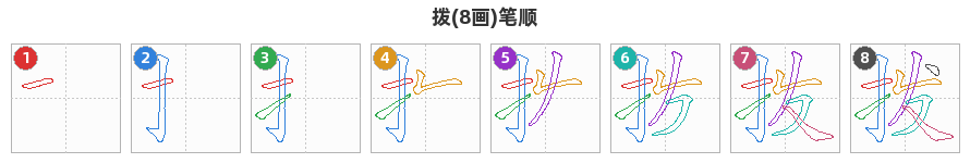拨笔顺分解图