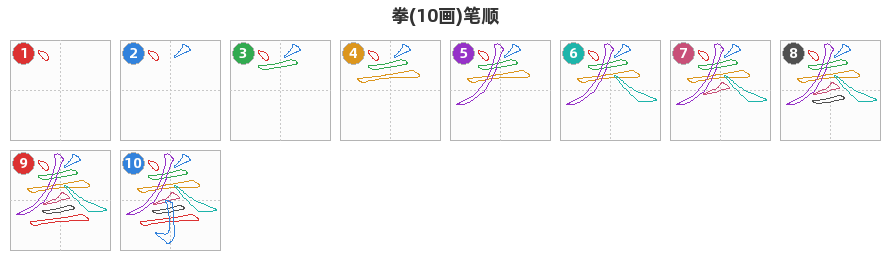 拳笔顺分解图