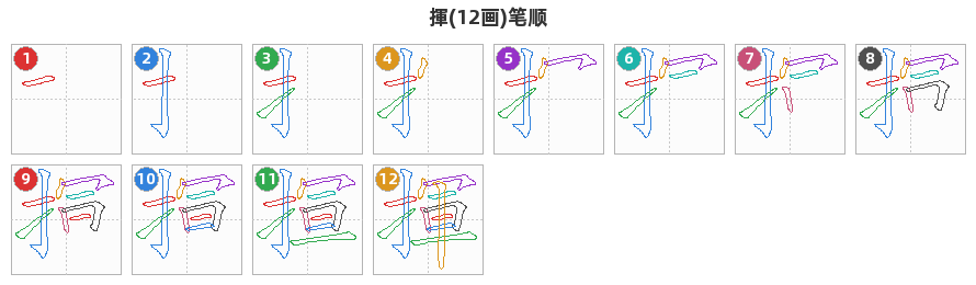 揮笔顺分解图