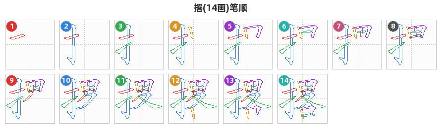 撂笔顺分解图