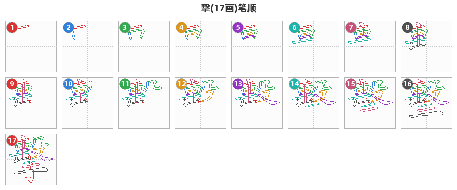 擊笔顺分解图