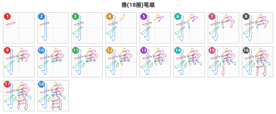 擼笔顺分解图