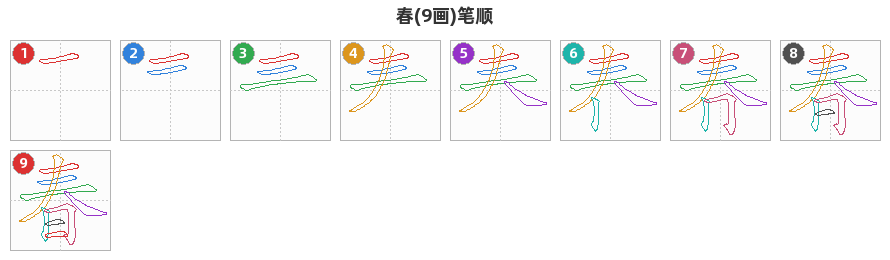 春笔顺分解图