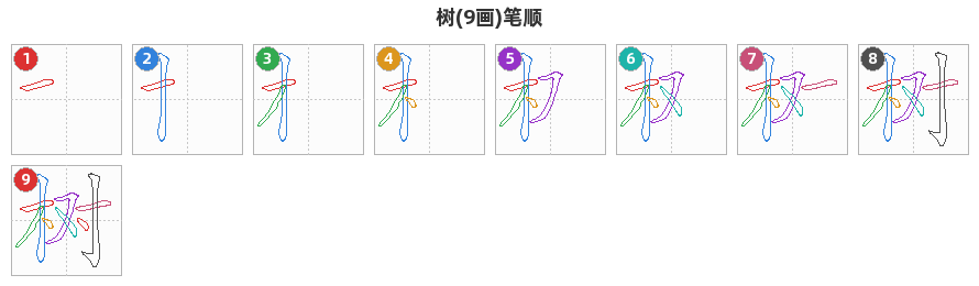树笔顺分解图