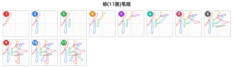 條笔顺分解图
