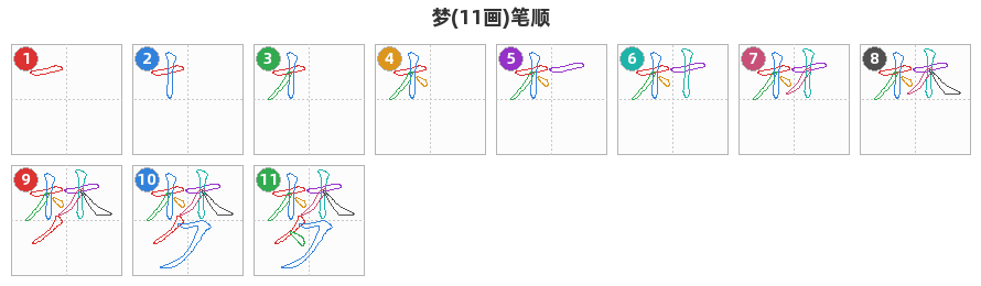 梦笔顺分解图