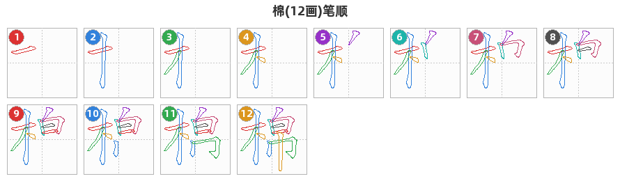 棉笔顺分解图