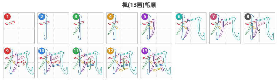 楓笔顺分解图