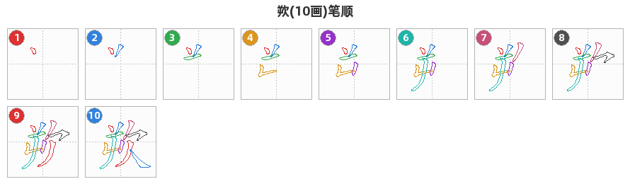 欮笔顺分解图