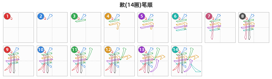 歉笔顺分解图