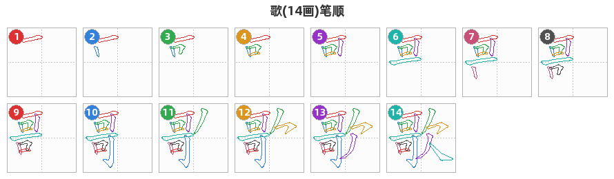 歌笔顺分解图