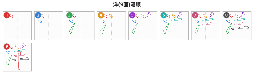 洋笔顺分解图