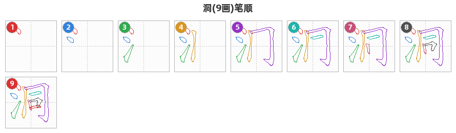 洞笔顺分解图