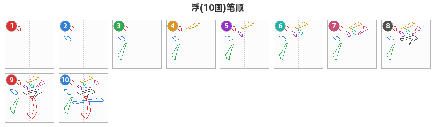 浮笔顺分解图