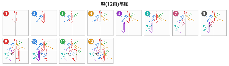 淼笔顺分解图