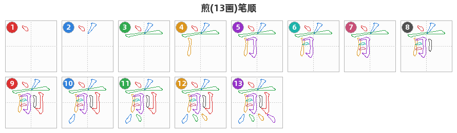 煎笔顺分解图