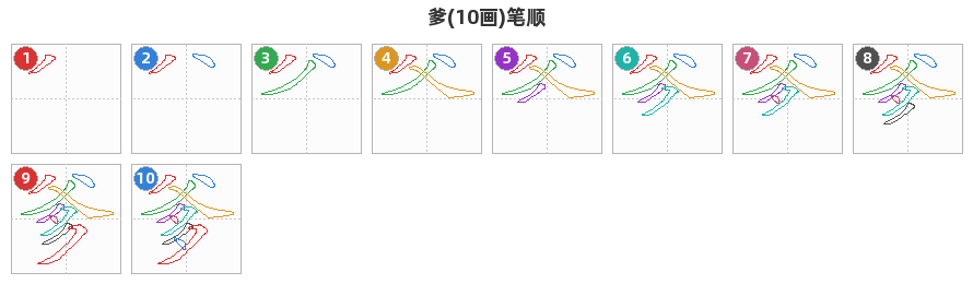爹笔顺分解图
