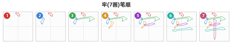 牢笔顺分解图