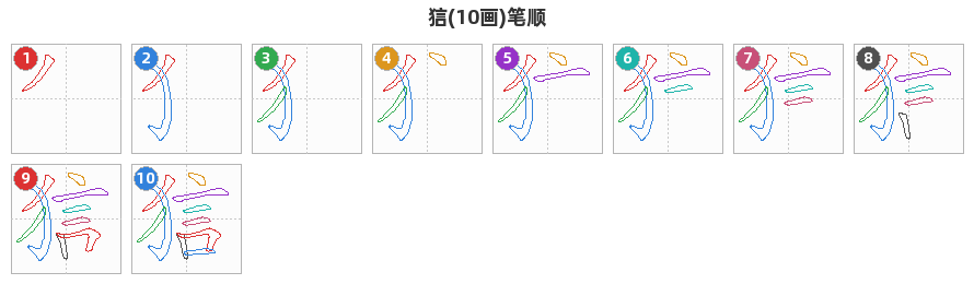 狺笔顺分解图