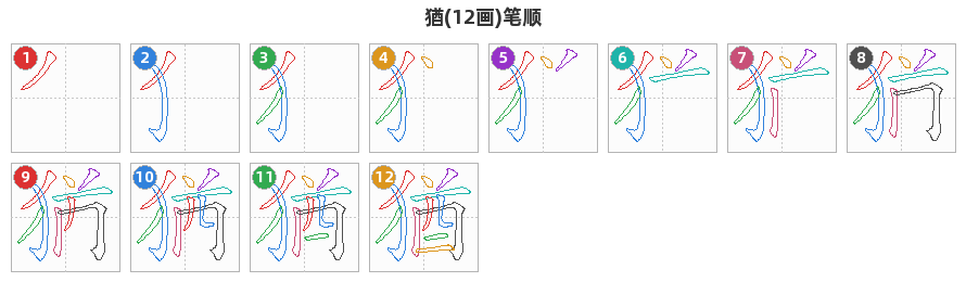 猶笔顺分解图
