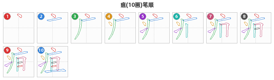 疽笔顺分解图
