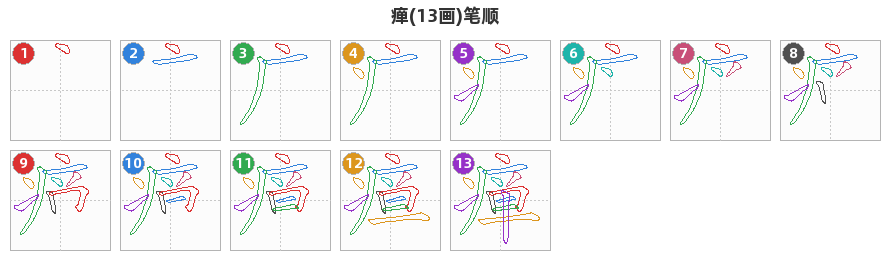 瘅笔顺分解图