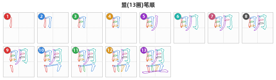 盟笔顺分解图