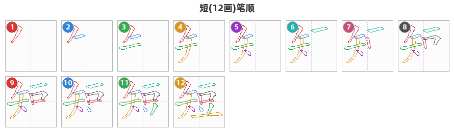 短笔顺分解图