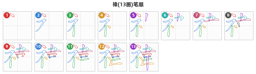禕笔顺分解图