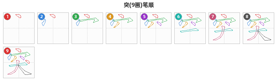 突笔顺分解图