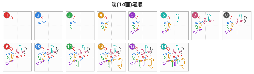 端笔顺分解图
