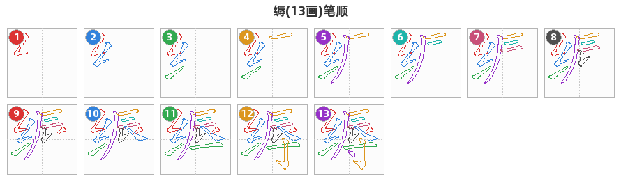 缛笔顺分解图