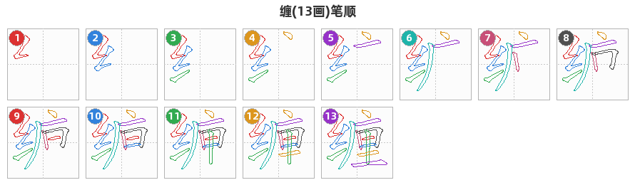 缠笔顺分解图
