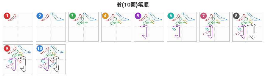 翁笔顺分解图