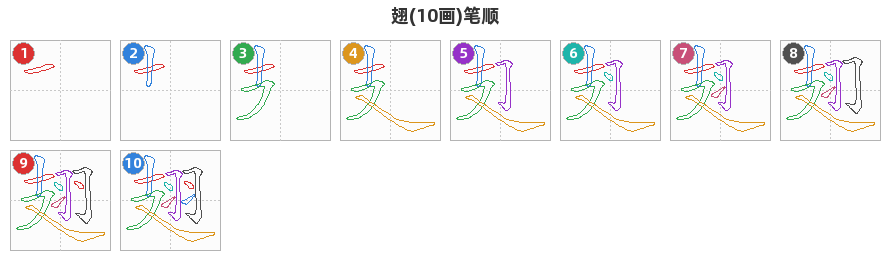 翅笔顺分解图
