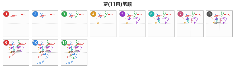 萝笔顺分解图